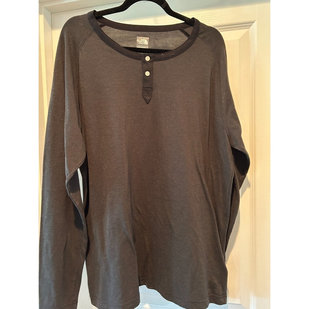 North Face Shirt Mens.‎ XL Long Sleeve Henley Crew Buttons Pullover Y2K